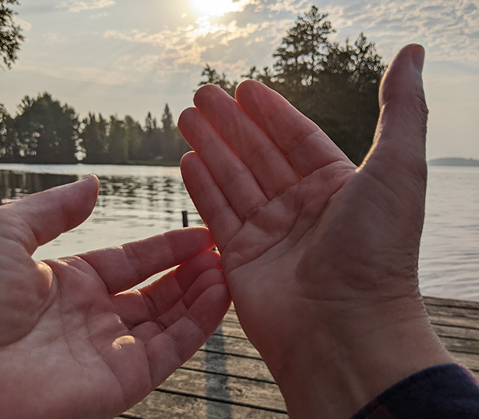 Tapping Hands from the cottage